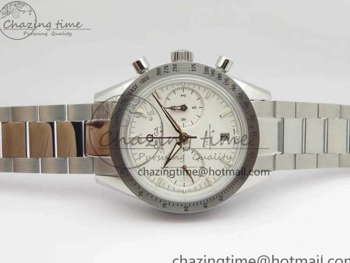 0718 Speedmaster ’57 Co-Axial OMF 1:1 Best Edition White Dial RG Markers On SS Bracelet A Elegant 8144
